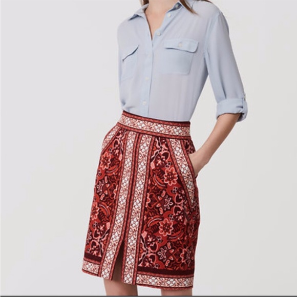 Ann Taylor LOFT Stained Glass Pencil Skirt NEW 0P - Picture 2 of 9